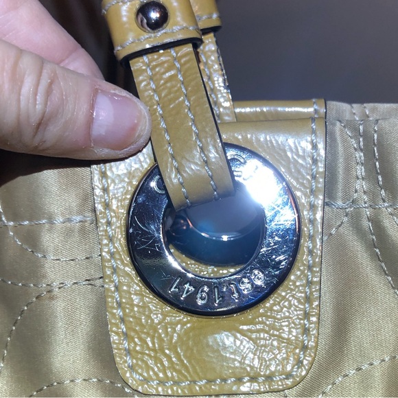 Authentic Coach Matte Gold Fabric Satchel with Shoulder Straps, Zipper Close - Picture 5 of 15